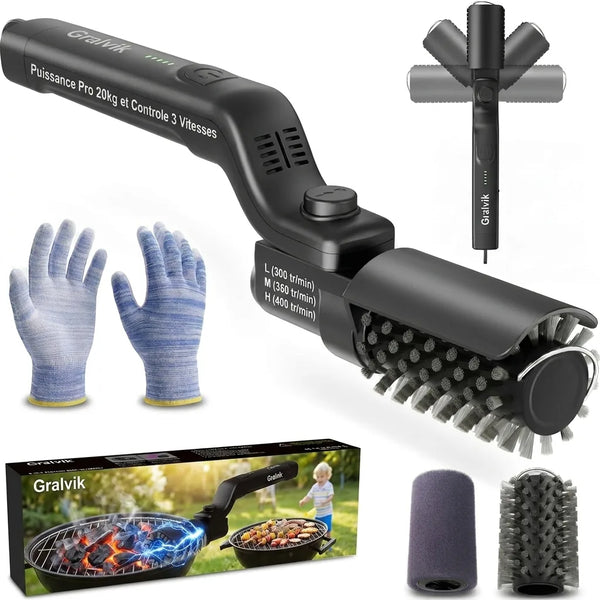 Gralvik XPRO™ Brosse de Grill Électrique — Rechargeable, Nettoyage Sans Effort