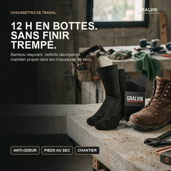 Chaussettes de Travail Bambou Anti-Odeur Gralvik