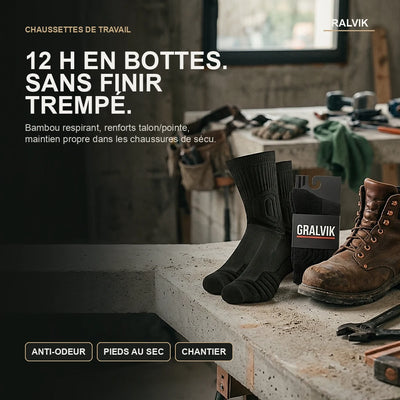 Chaussettes de Travail Bambou Anti-Odeur Gralvik